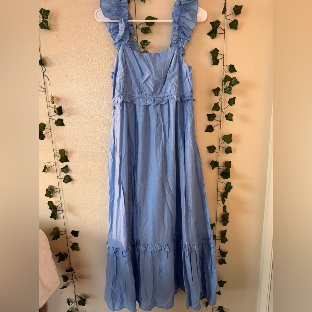 Blu Pepper | Light Blue Ruffled Sleeveless Dress